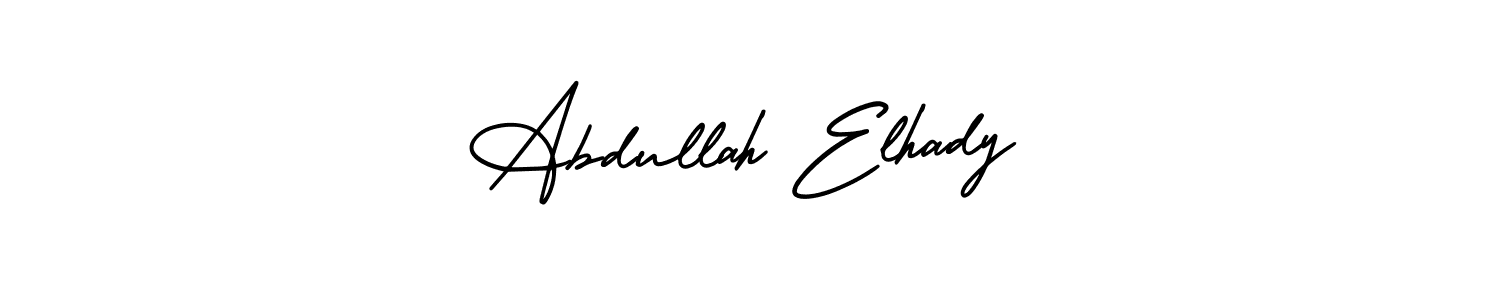 This is the best signature style for the Abdullah Elhady name. Also you like these signature font (AmerikaSignatureDemo-Regular). Mix name signature. Abdullah Elhady signature style 3 images and pictures png