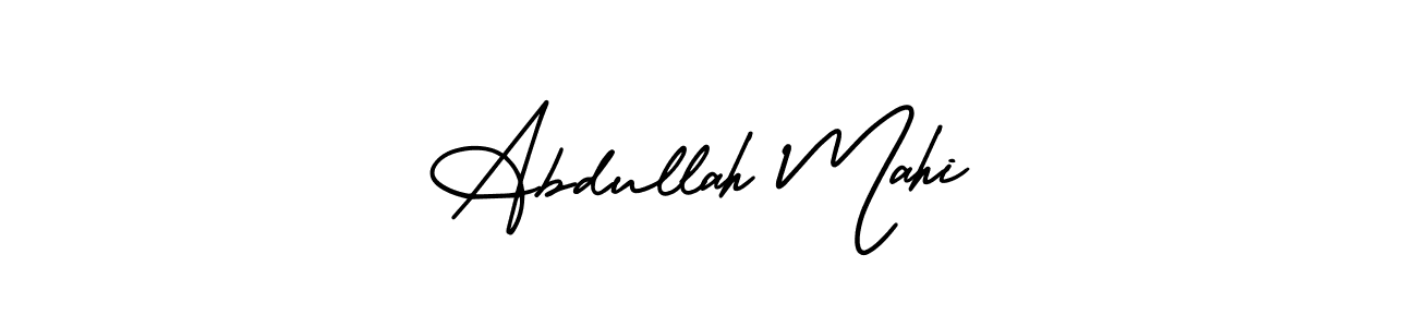 The best way (AmerikaSignatureDemo-Regular) to make a short signature is to pick only two or three words in your name. The name Abdullah Mahi include a total of six letters. For converting this name. Abdullah Mahi signature style 3 images and pictures png