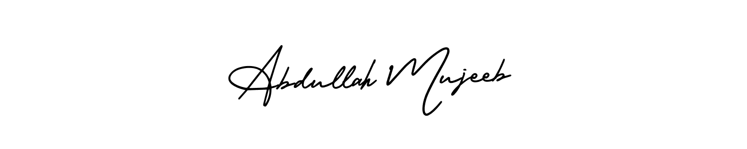 How to make Abdullah Mujeeb name signature. Use AmerikaSignatureDemo-Regular style for creating short signs online. This is the latest handwritten sign. Abdullah Mujeeb signature style 3 images and pictures png