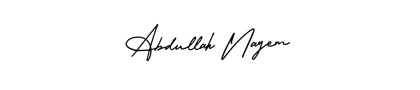 The best way (AmerikaSignatureDemo-Regular) to make a short signature is to pick only two or three words in your name. The name Abdullah Nayem include a total of six letters. For converting this name. Abdullah Nayem signature style 3 images and pictures png