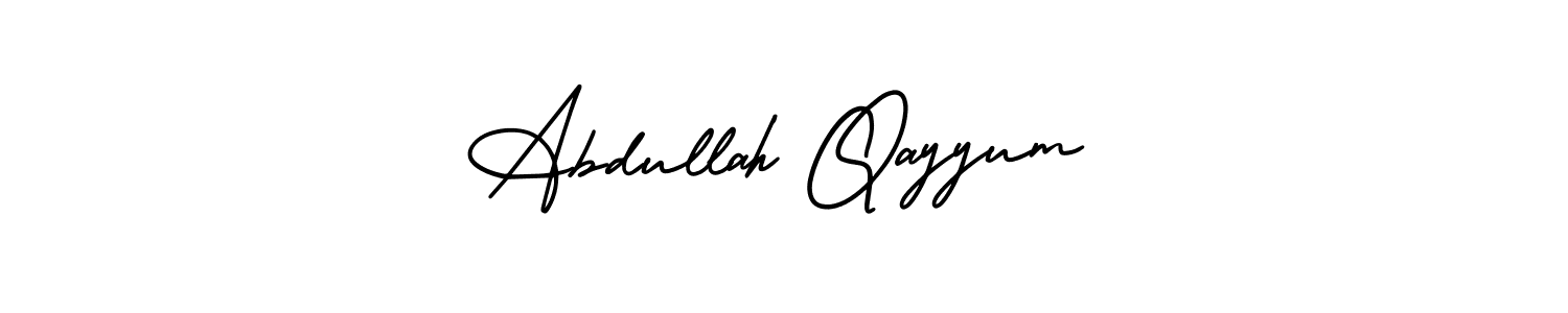 This is the best signature style for the Abdullah Qayyum name. Also you like these signature font (AmerikaSignatureDemo-Regular). Mix name signature. Abdullah Qayyum signature style 3 images and pictures png