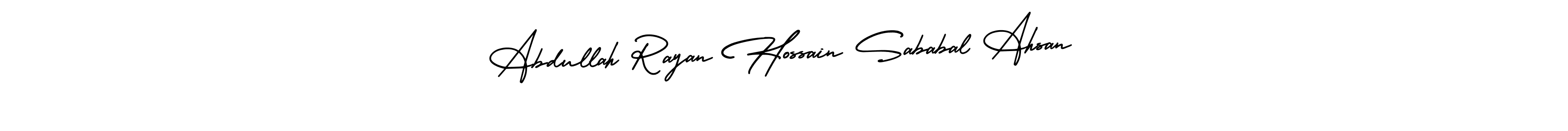 Abdullah Rayan Hossain Sababal Ahsan stylish signature style. Best Handwritten Sign (AmerikaSignatureDemo-Regular) for my name. Handwritten Signature Collection Ideas for my name Abdullah Rayan Hossain Sababal Ahsan. Abdullah Rayan Hossain Sababal Ahsan signature style 3 images and pictures png