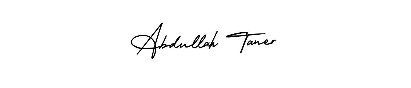 The best way (AmerikaSignatureDemo-Regular) to make a short signature is to pick only two or three words in your name. The name Abdullah Taner include a total of six letters. For converting this name. Abdullah Taner signature style 3 images and pictures png