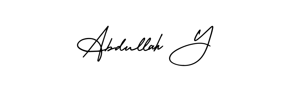 Use a signature maker to create a handwritten signature online. With this signature software, you can design (AmerikaSignatureDemo-Regular) your own signature for name Abdullah Y. Abdullah Y signature style 3 images and pictures png