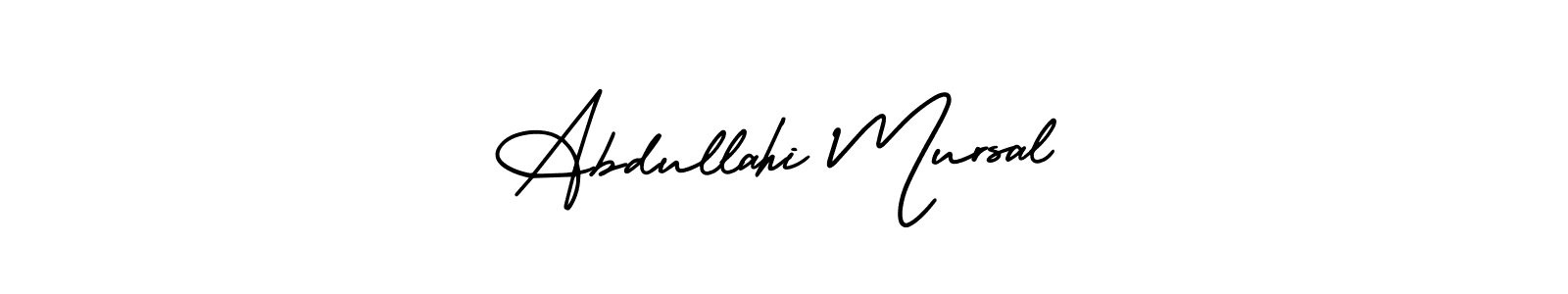 You should practise on your own different ways (AmerikaSignatureDemo-Regular) to write your name (Abdullahi Mursal) in signature. don't let someone else do it for you. Abdullahi Mursal signature style 3 images and pictures png