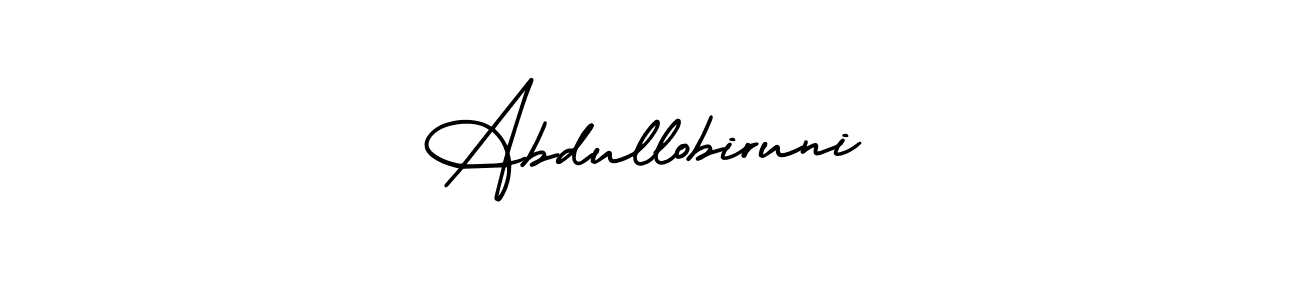 How to make Abdullobiruni signature? AmerikaSignatureDemo-Regular is a professional autograph style. Create handwritten signature for Abdullobiruni name. Abdullobiruni signature style 3 images and pictures png