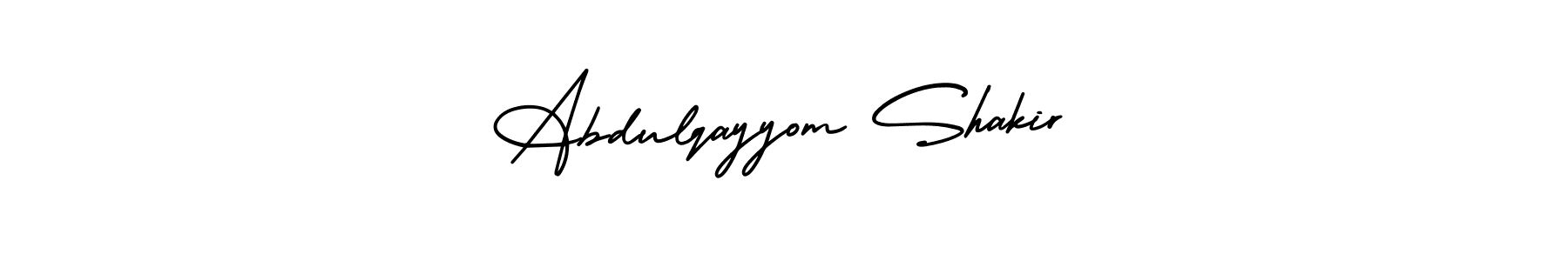 if you are searching for the best signature style for your name Abdulqayyom Shakir. so please give up your signature search. here we have designed multiple signature styles  using AmerikaSignatureDemo-Regular. Abdulqayyom Shakir signature style 3 images and pictures png