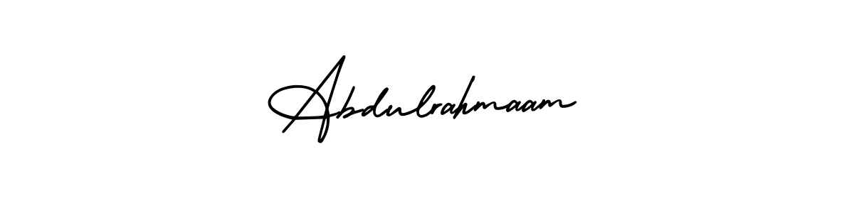 Use a signature maker to create a handwritten signature online. With this signature software, you can design (AmerikaSignatureDemo-Regular) your own signature for name Abdulrahmaam. Abdulrahmaam signature style 3 images and pictures png