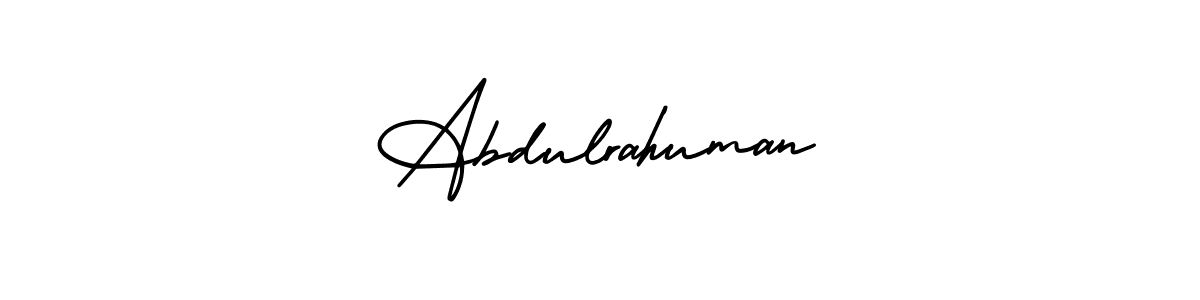 It looks lik you need a new signature style for name Abdulrahuman. Design unique handwritten (AmerikaSignatureDemo-Regular) signature with our free signature maker in just a few clicks. Abdulrahuman signature style 3 images and pictures png