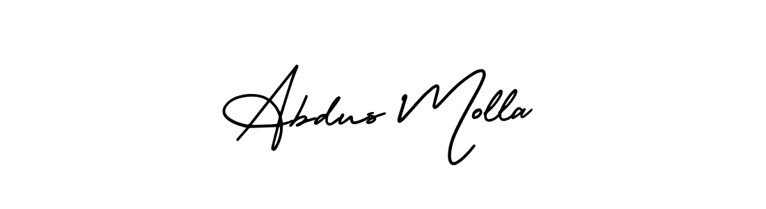 The best way (AmerikaSignatureDemo-Regular) to make a short signature is to pick only two or three words in your name. The name Abdus Molla include a total of six letters. For converting this name. Abdus Molla signature style 3 images and pictures png