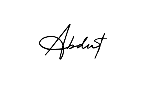 Use a signature maker to create a handwritten signature online. With this signature software, you can design (AmerikaSignatureDemo-Regular) your own signature for name Abdut. Abdut signature style 3 images and pictures png