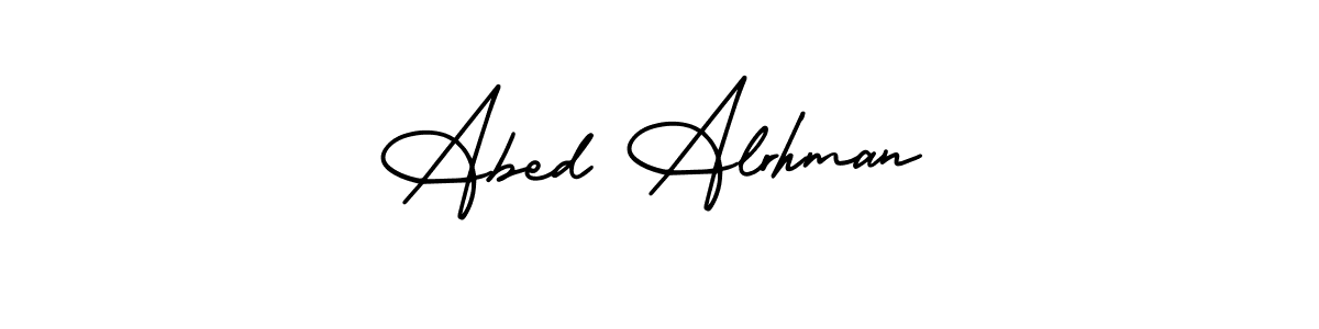 The best way (AmerikaSignatureDemo-Regular) to make a short signature is to pick only two or three words in your name. The name Abed Alrhman include a total of six letters. For converting this name. Abed Alrhman signature style 3 images and pictures png