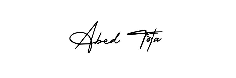 This is the best signature style for the Abed Tota name. Also you like these signature font (AmerikaSignatureDemo-Regular). Mix name signature. Abed Tota signature style 3 images and pictures png