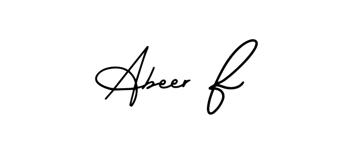 You can use this online signature creator to create a handwritten signature for the name Abeer F. This is the best online autograph maker. Abeer F signature style 3 images and pictures png