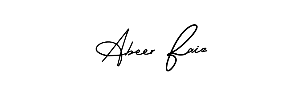 The best way (AmerikaSignatureDemo-Regular) to make a short signature is to pick only two or three words in your name. The name Abeer Faiz include a total of six letters. For converting this name. Abeer Faiz signature style 3 images and pictures png