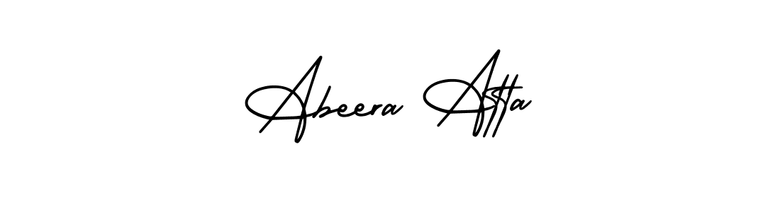 This is the best signature style for the Abeera Atta name. Also you like these signature font (AmerikaSignatureDemo-Regular). Mix name signature. Abeera Atta signature style 3 images and pictures png
