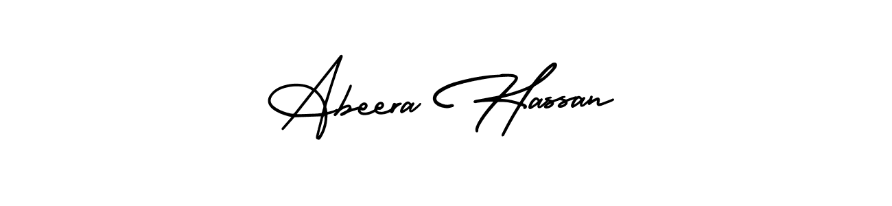 Make a beautiful signature design for name Abeera Hassan. With this signature (AmerikaSignatureDemo-Regular) style, you can create a handwritten signature for free. Abeera Hassan signature style 3 images and pictures png