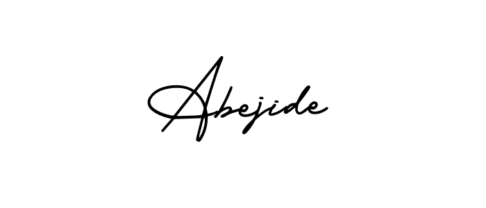 You should practise on your own different ways (AmerikaSignatureDemo-Regular) to write your name (Abejide) in signature. don't let someone else do it for you. Abejide signature style 3 images and pictures png