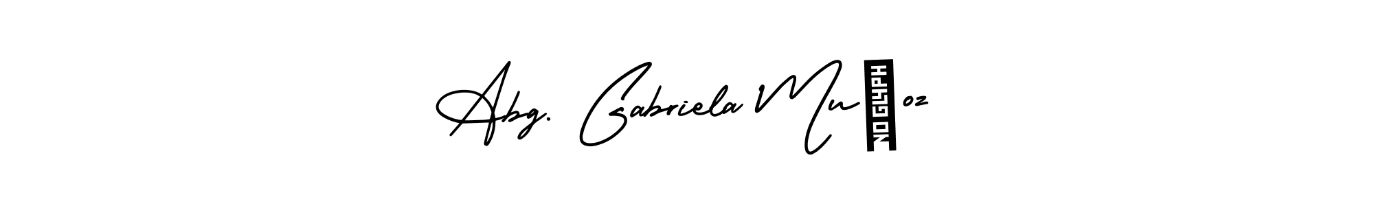 Use a signature maker to create a handwritten signature online. With this signature software, you can design (AmerikaSignatureDemo-Regular) your own signature for name Abg. Gabriela Muñoz. Abg. Gabriela Muñoz signature style 3 images and pictures png