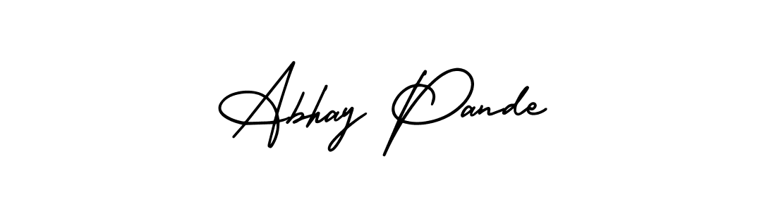 How to make Abhay Pande name signature. Use AmerikaSignatureDemo-Regular style for creating short signs online. This is the latest handwritten sign. Abhay Pande signature style 3 images and pictures png