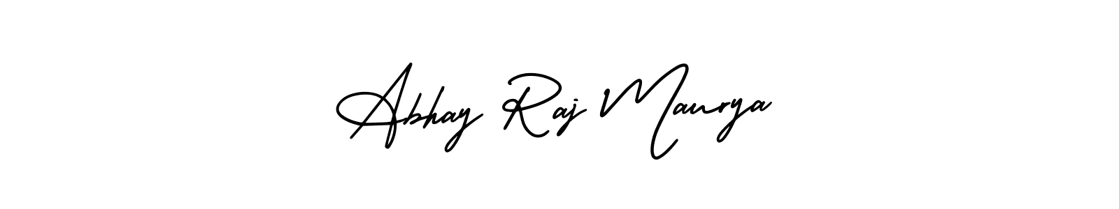 The best way (AmerikaSignatureDemo-Regular) to make a short signature is to pick only two or three words in your name. The name Abhay Raj Maurya include a total of six letters. For converting this name. Abhay Raj Maurya signature style 3 images and pictures png