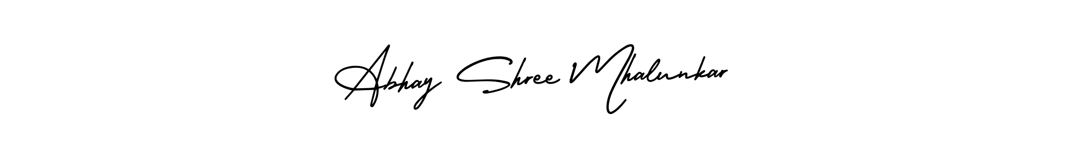 Similarly AmerikaSignatureDemo-Regular is the best handwritten signature design. Signature creator online .You can use it as an online autograph creator for name Abhay Shree Mhalunkar. Abhay Shree Mhalunkar signature style 3 images and pictures png