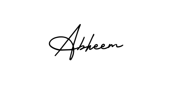 Use a signature maker to create a handwritten signature online. With this signature software, you can design (AmerikaSignatureDemo-Regular) your own signature for name Abheem. Abheem signature style 3 images and pictures png