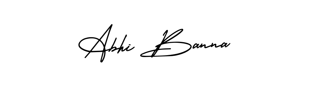 You should practise on your own different ways (AmerikaSignatureDemo-Regular) to write your name (Abhi Banna) in signature. don't let someone else do it for you. Abhi Banna signature style 3 images and pictures png