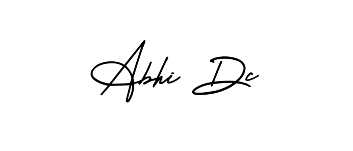 How to make Abhi Dc name signature. Use AmerikaSignatureDemo-Regular style for creating short signs online. This is the latest handwritten sign. Abhi Dc signature style 3 images and pictures png