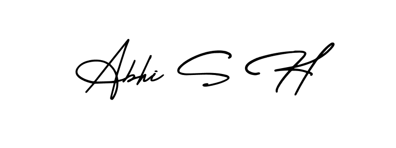 You should practise on your own different ways (AmerikaSignatureDemo-Regular) to write your name (Abhi S H) in signature. don't let someone else do it for you. Abhi S H signature style 3 images and pictures png