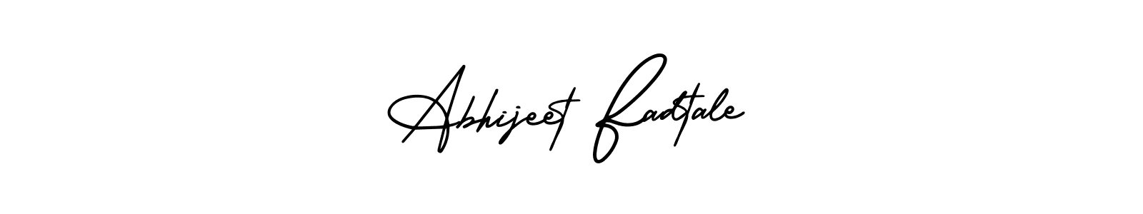 You should practise on your own different ways (AmerikaSignatureDemo-Regular) to write your name (Abhijeet Fadtale) in signature. don't let someone else do it for you. Abhijeet Fadtale signature style 3 images and pictures png
