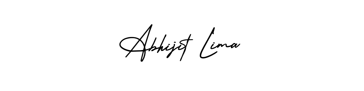 You should practise on your own different ways (AmerikaSignatureDemo-Regular) to write your name (Abhijit Lima) in signature. don't let someone else do it for you. Abhijit Lima signature style 3 images and pictures png