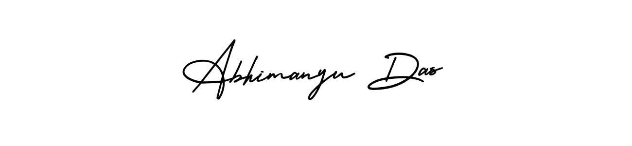 The best way (AmerikaSignatureDemo-Regular) to make a short signature is to pick only two or three words in your name. The name Abhimanyu Das include a total of six letters. For converting this name. Abhimanyu Das signature style 3 images and pictures png