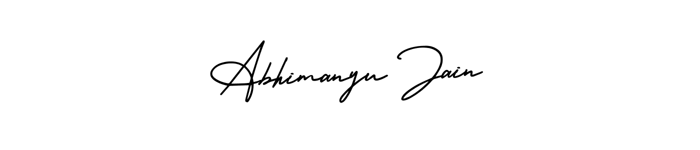 The best way (AmerikaSignatureDemo-Regular) to make a short signature is to pick only two or three words in your name. The name Abhimanyu Jain include a total of six letters. For converting this name. Abhimanyu Jain signature style 3 images and pictures png