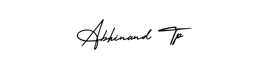 The best way (AmerikaSignatureDemo-Regular) to make a short signature is to pick only two or three words in your name. The name Abhinand Tp include a total of six letters. For converting this name. Abhinand Tp signature style 3 images and pictures png