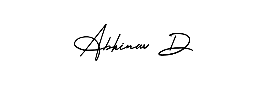 How to make Abhinav D name signature. Use AmerikaSignatureDemo-Regular style for creating short signs online. This is the latest handwritten sign. Abhinav D signature style 3 images and pictures png