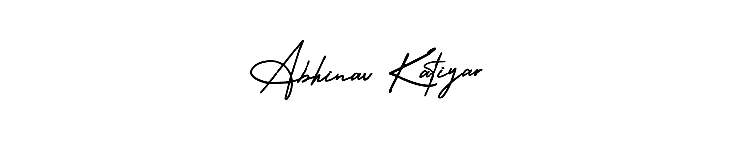The best way (AmerikaSignatureDemo-Regular) to make a short signature is to pick only two or three words in your name. The name Abhinav Katiyar include a total of six letters. For converting this name. Abhinav Katiyar signature style 3 images and pictures png