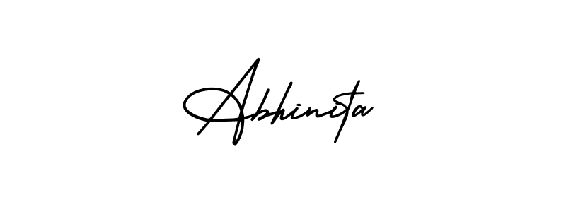 The best way (AmerikaSignatureDemo-Regular) to make a short signature is to pick only two or three words in your name. The name Abhinita include a total of six letters. For converting this name. Abhinita signature style 3 images and pictures png