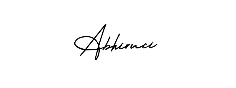 The best way (AmerikaSignatureDemo-Regular) to make a short signature is to pick only two or three words in your name. The name Abhiruci include a total of six letters. For converting this name. Abhiruci signature style 3 images and pictures png