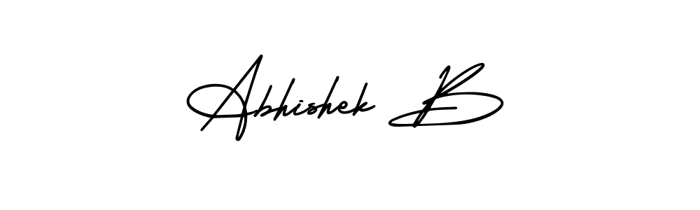 You should practise on your own different ways (AmerikaSignatureDemo-Regular) to write your name (Abhishek B) in signature. don't let someone else do it for you. Abhishek B signature style 3 images and pictures png