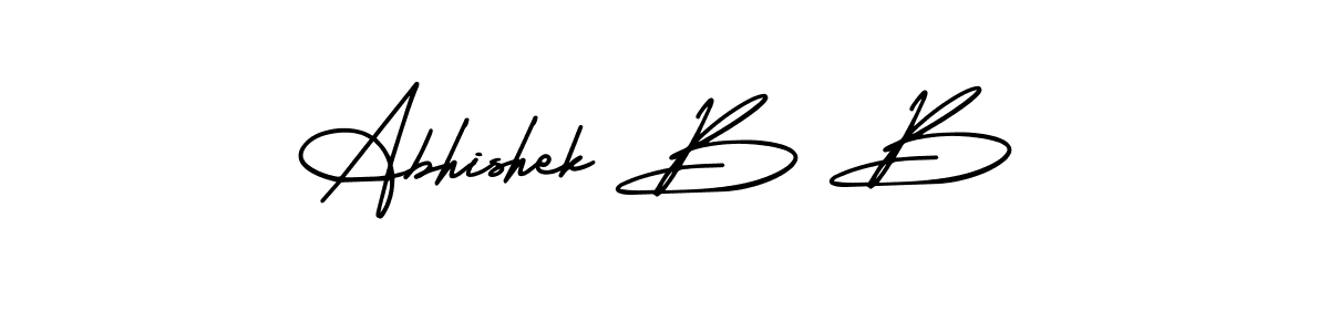 This is the best signature style for the Abhishek B B name. Also you like these signature font (AmerikaSignatureDemo-Regular). Mix name signature. Abhishek B B signature style 3 images and pictures png