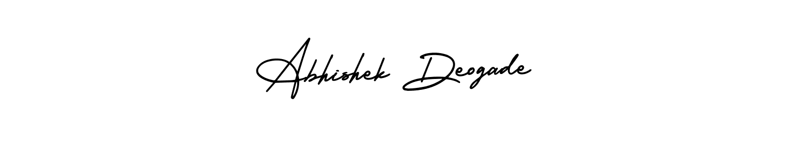 The best way (AmerikaSignatureDemo-Regular) to make a short signature is to pick only two or three words in your name. The name Abhishek Deogade include a total of six letters. For converting this name. Abhishek Deogade signature style 3 images and pictures png