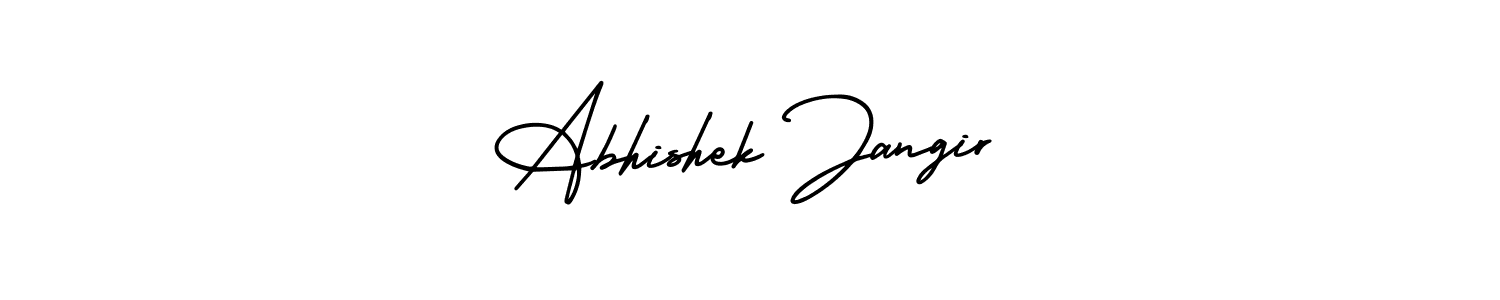 This is the best signature style for the Abhishek Jangir name. Also you like these signature font (AmerikaSignatureDemo-Regular). Mix name signature. Abhishek Jangir signature style 3 images and pictures png