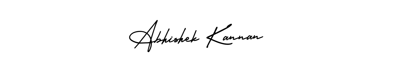 The best way (AmerikaSignatureDemo-Regular) to make a short signature is to pick only two or three words in your name. The name Abhishek Kannan include a total of six letters. For converting this name. Abhishek Kannan signature style 3 images and pictures png