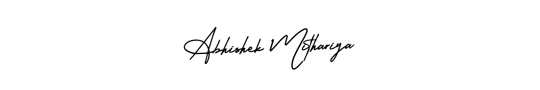 You should practise on your own different ways (AmerikaSignatureDemo-Regular) to write your name (Abhishek Mithariya) in signature. don't let someone else do it for you. Abhishek Mithariya signature style 3 images and pictures png
