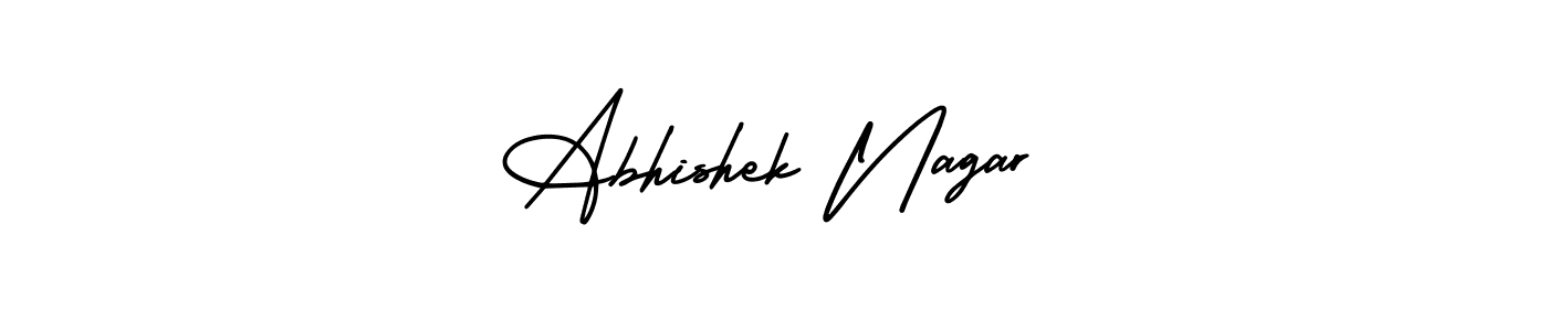 This is the best signature style for the Abhishek Nagar name. Also you like these signature font (AmerikaSignatureDemo-Regular). Mix name signature. Abhishek Nagar signature style 3 images and pictures png