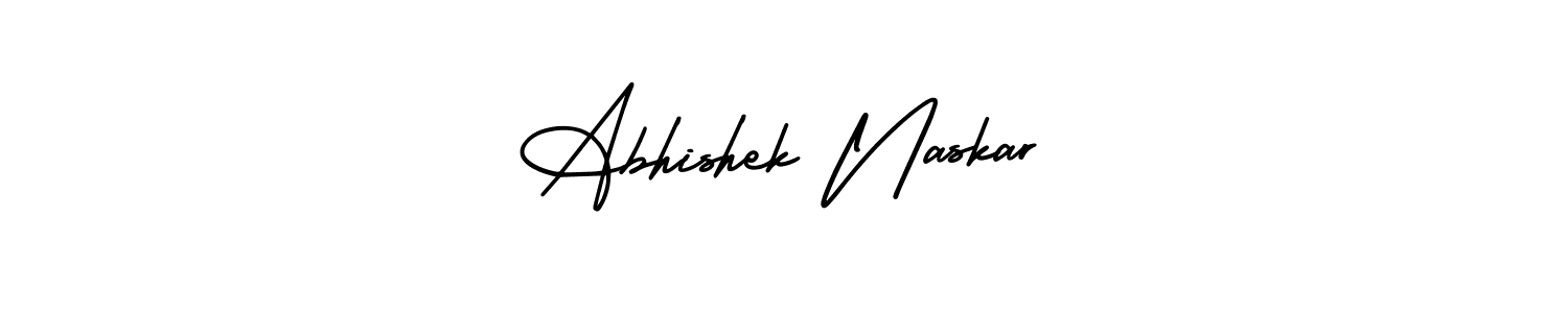 Use a signature maker to create a handwritten signature online. With this signature software, you can design (AmerikaSignatureDemo-Regular) your own signature for name Abhishek Naskar. Abhishek Naskar signature style 3 images and pictures png