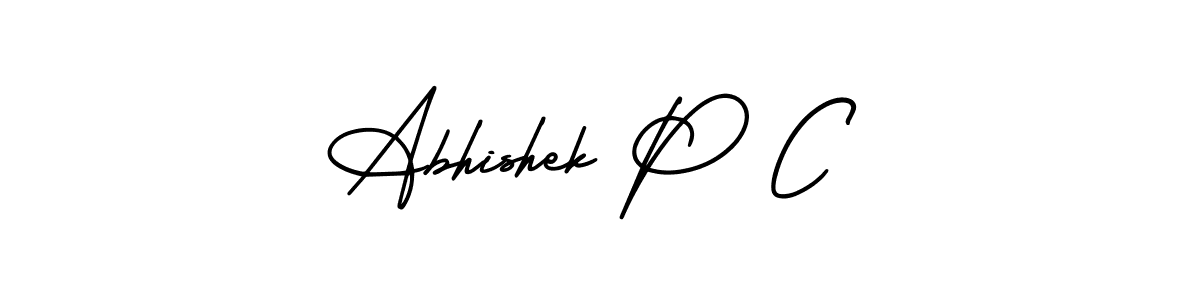 Use a signature maker to create a handwritten signature online. With this signature software, you can design (AmerikaSignatureDemo-Regular) your own signature for name Abhishek P C. Abhishek P C signature style 3 images and pictures png