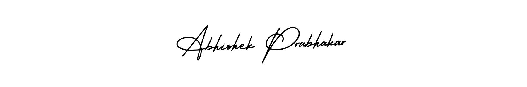 You should practise on your own different ways (AmerikaSignatureDemo-Regular) to write your name (Abhishek Prabhakar) in signature. don't let someone else do it for you. Abhishek Prabhakar signature style 3 images and pictures png