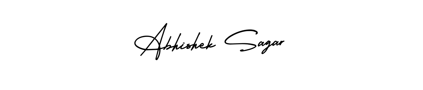 The best way (AmerikaSignatureDemo-Regular) to make a short signature is to pick only two or three words in your name. The name Abhishek Sagar include a total of six letters. For converting this name. Abhishek Sagar signature style 3 images and pictures png